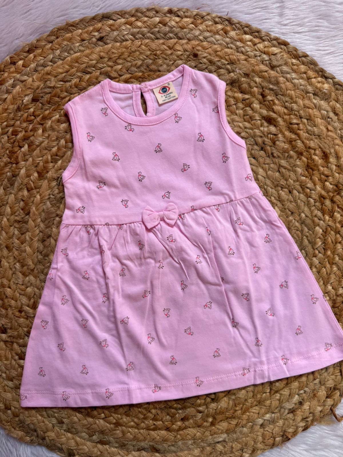 Premium Baby Knitted Sleeveless Frocks - Peach