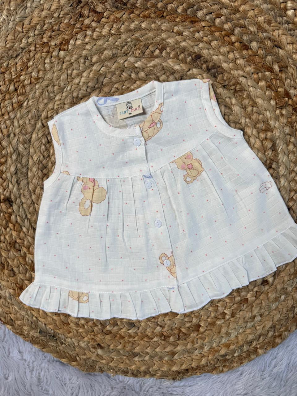Front Open Frock -  Halfwhite Teddy