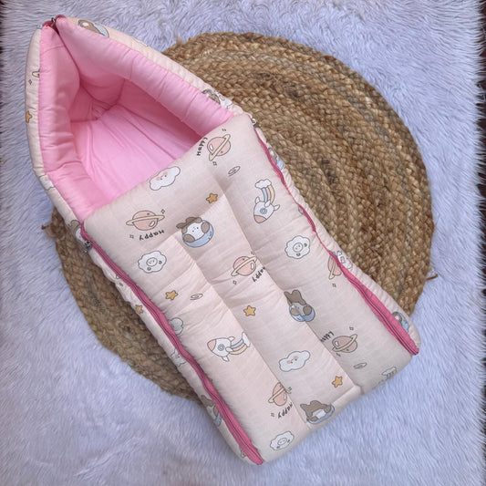 Muslin Baby Carry Bed - Pink Solar