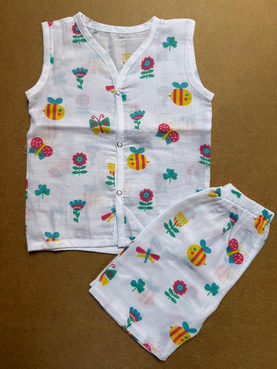 Muslin Jabla and Shorts Set  - Butterfly