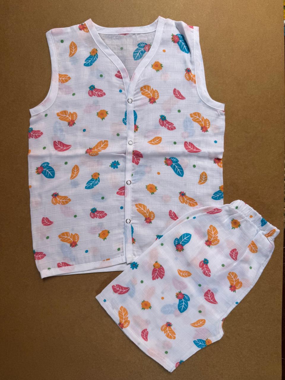 Muslin Jabla and Shorts Set  - Leaves