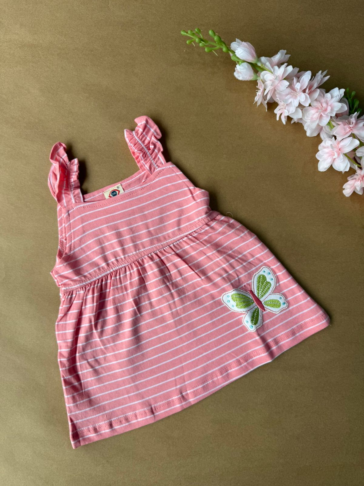 Premium Baby Knitted Frocks - Pink Lines