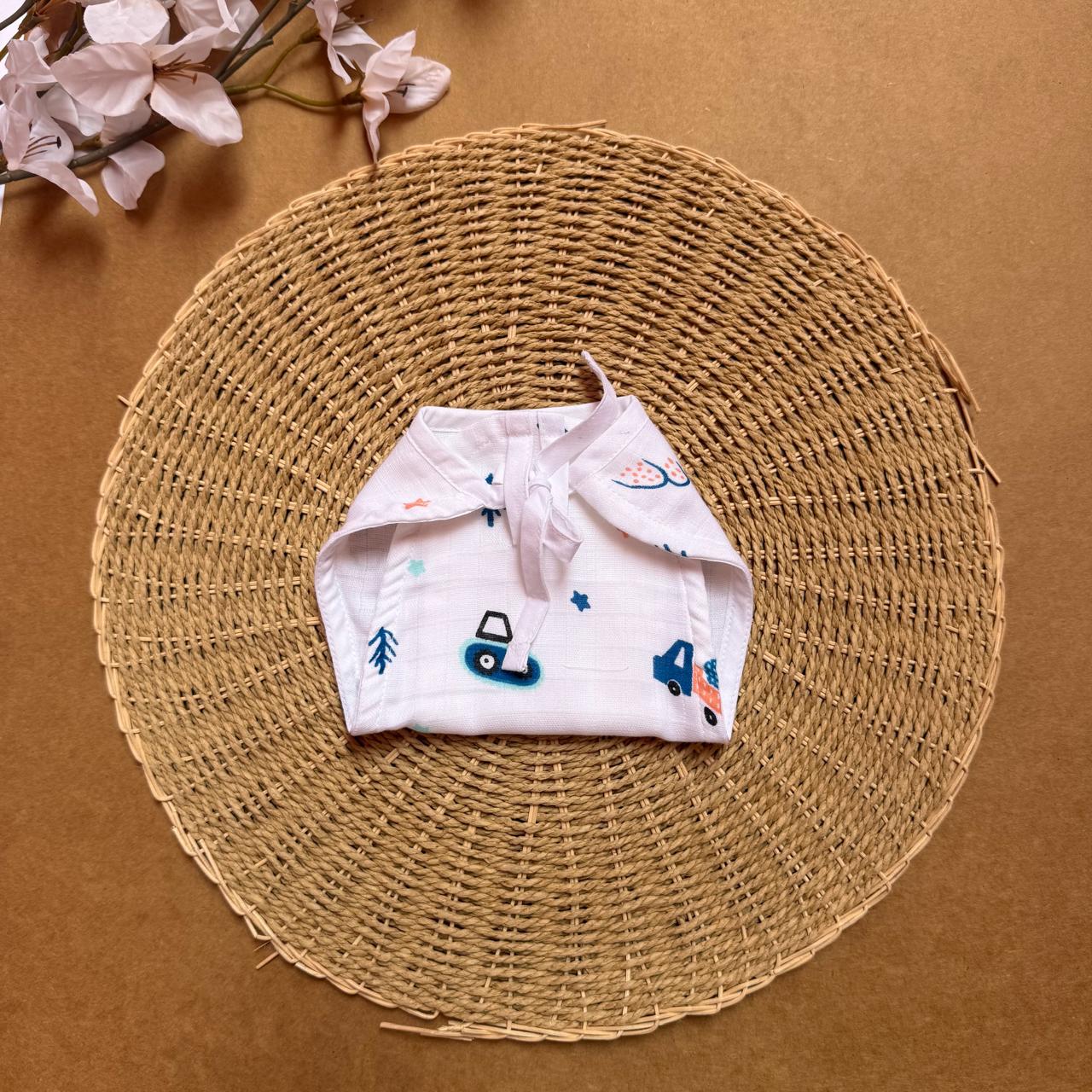 Muslin Baby Nappy - Blue Truck