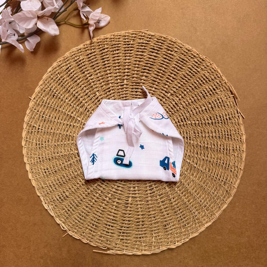 Muslin Baby Nappy - Blue Truck