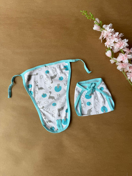 Baby knitted Nappy  - Skyblue Dino