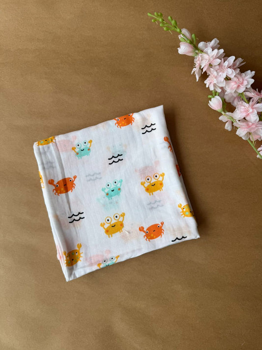 Muslin Swaddle/ Towel -  Orange Crab