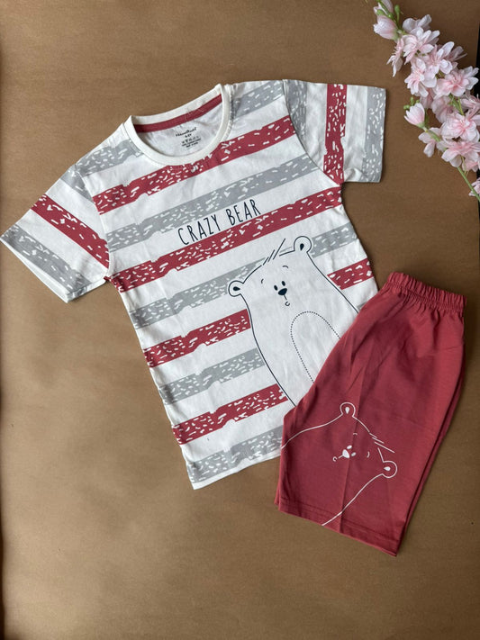 Premium Co-Ord Sets - Maroon Crazy Bear