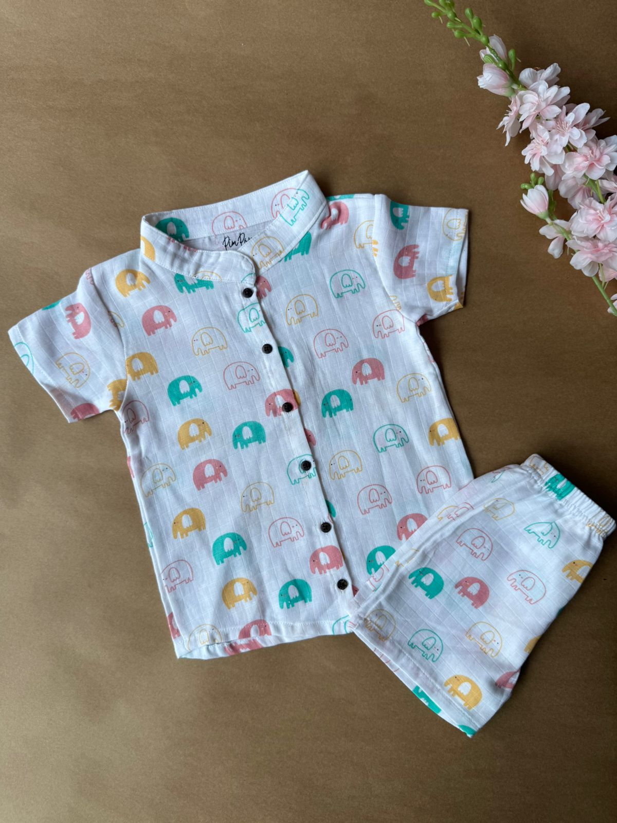Boys Shirt and Shorts Set - Elephants