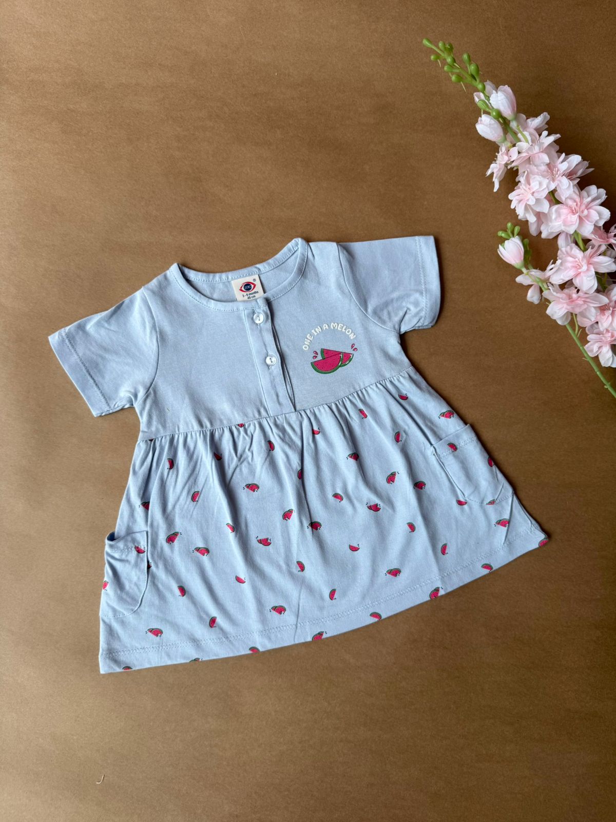 Premium Baby Knitted Frocks - Blue Watermelon