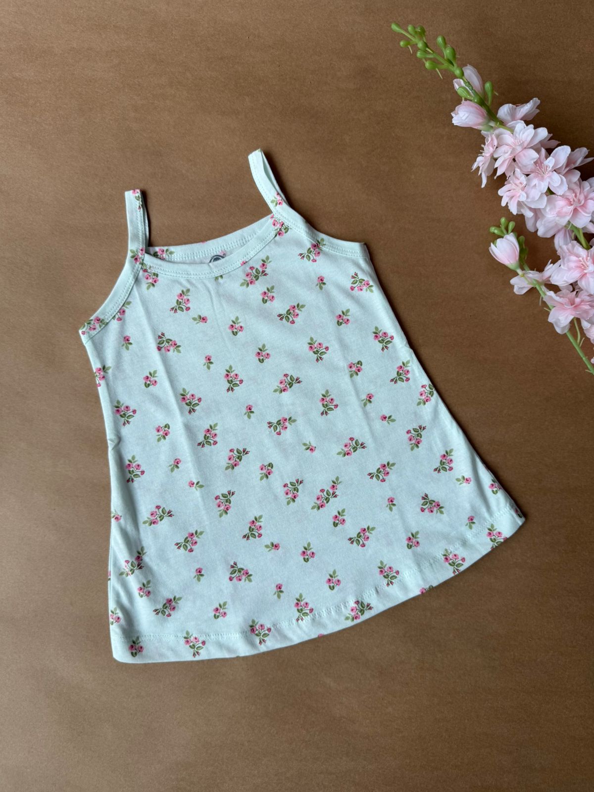 Girl Baby Slips – Green Flowers
