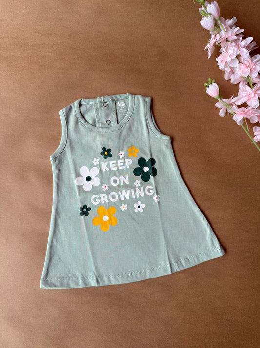 Premium Baby A-Line Frocks - Green Flowers