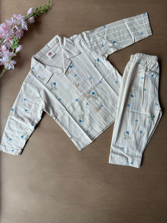 Baby Collar Night Suits - Brown Teddy