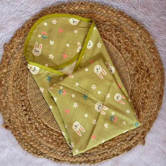 Muslin Hooded Towel - Green Bunny