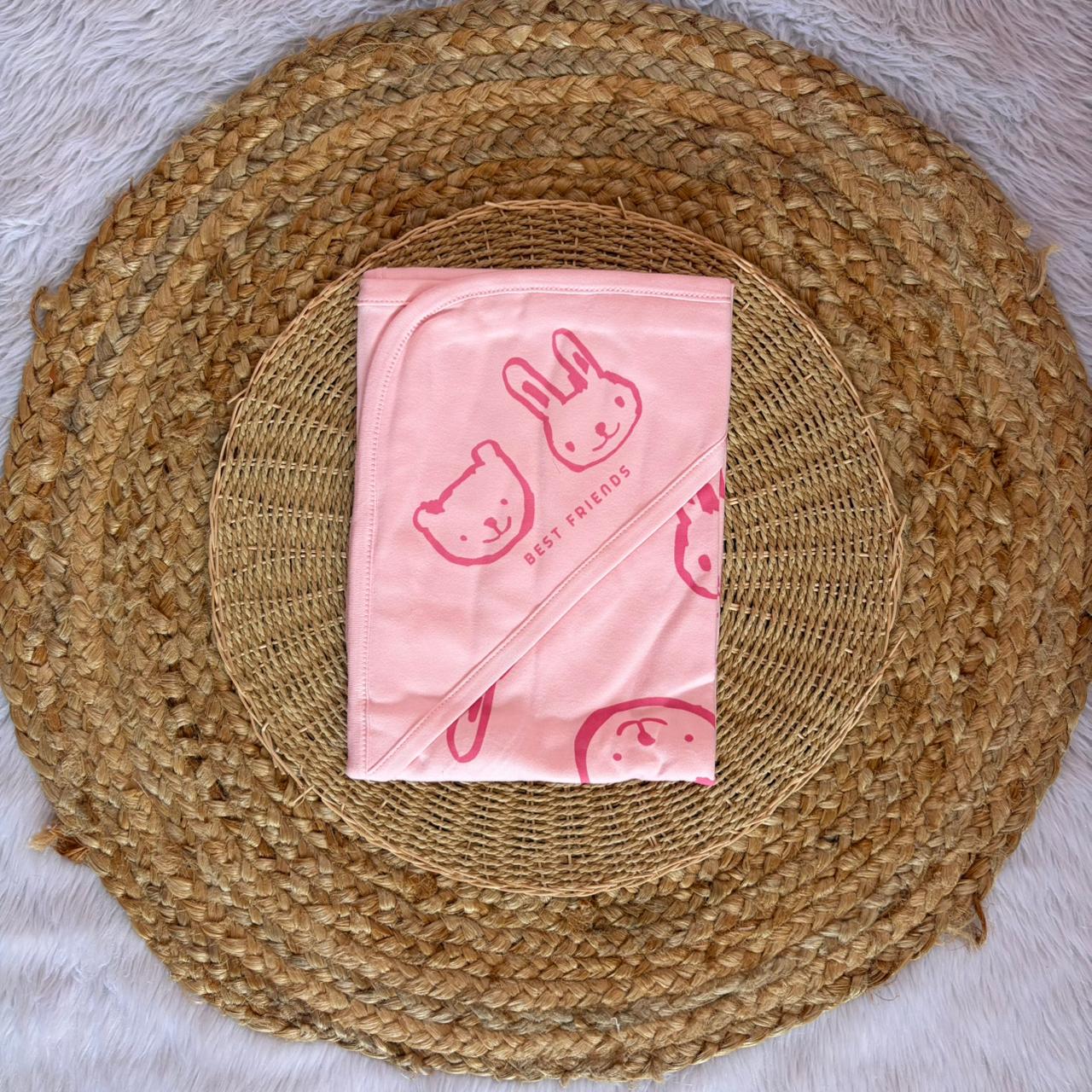 Hooded Towel - Pink Bunny Face