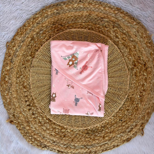 Hooded Towel - Pink Stars