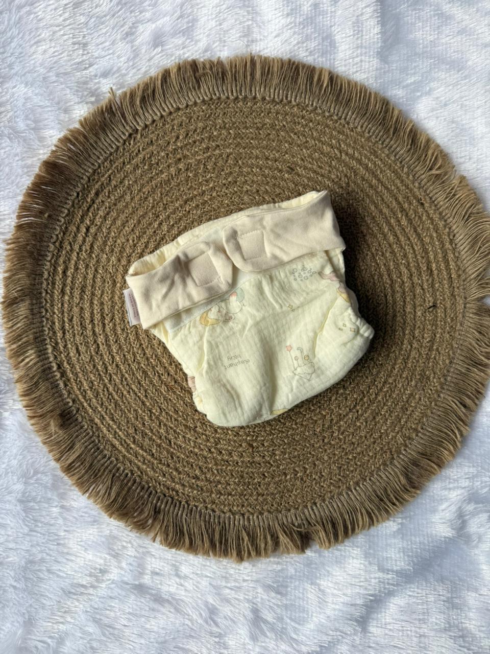 Premium Multi Layer Muslin Velcro Baby Nappy - Baby Elephants