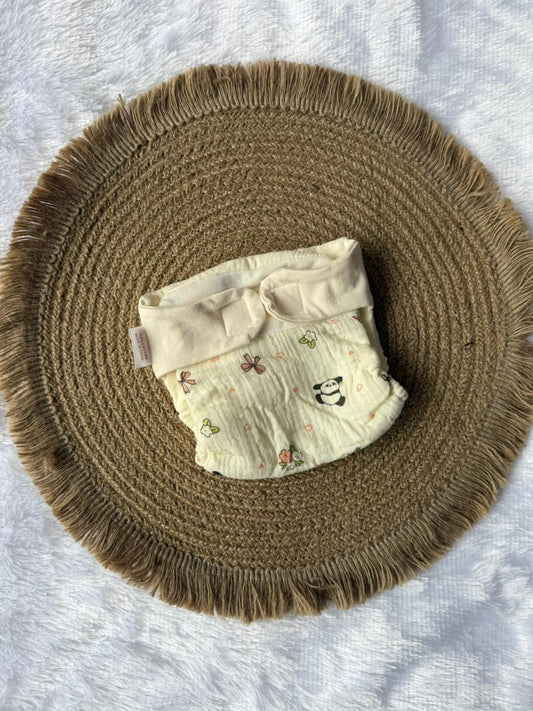 Premium Multi Layer Muslin Velcro Baby Nappy - Panda