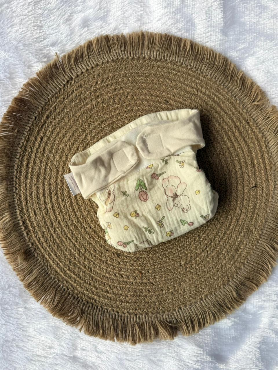 Premium Multi Layer Muslin Velcro Baby Nappy - Mini Flowers