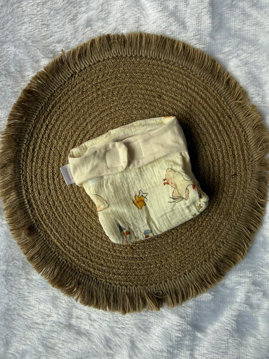 Premium Multi Layer Muslin Velcro Baby Nappy - Duck