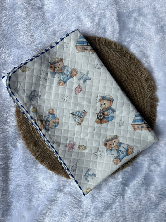 Premium Swaddle/ Wrapper/ Receiving Blanket -Ship Teddy