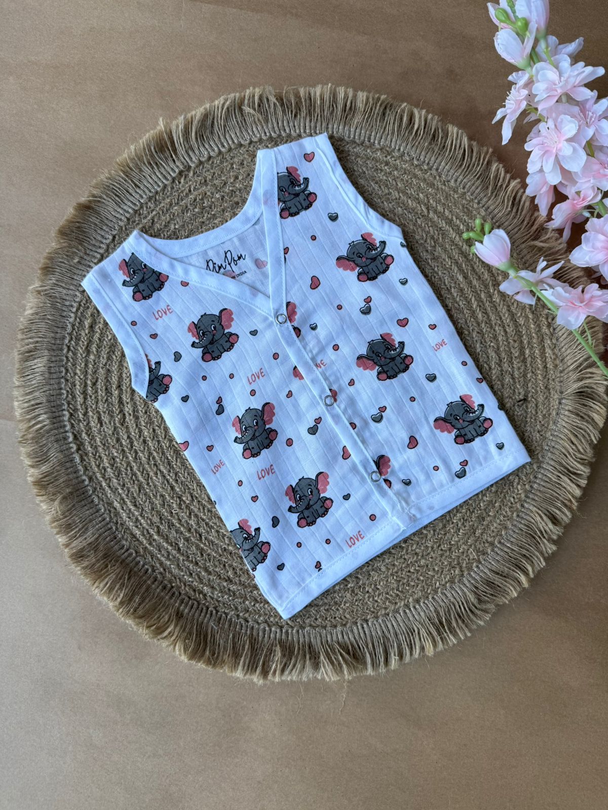 Premium Muslin Baby Jabla - Elephants