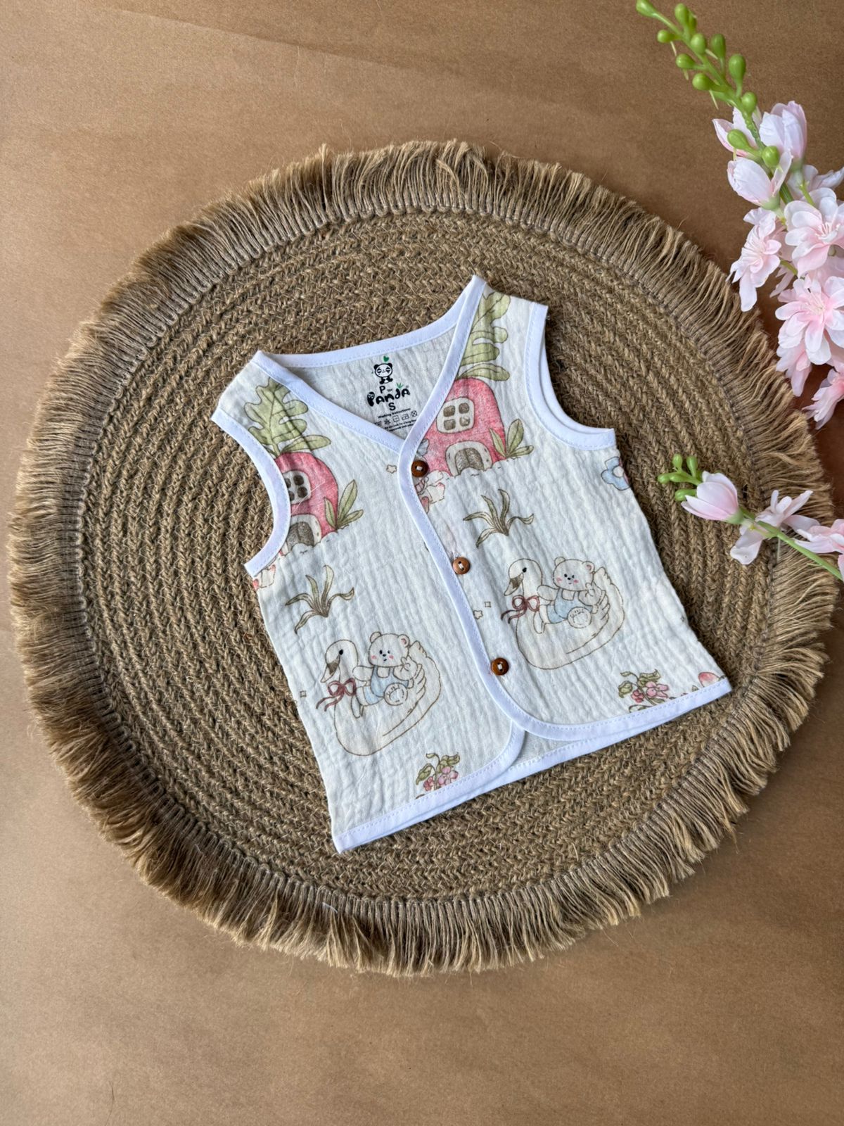 Crinkled Muslin Baby Jabla – Duck With Teddy