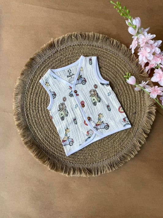 Crinkled Muslin Baby Jabla – Vehicles with Animals