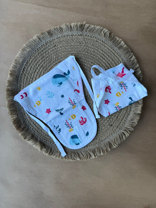 Premium Muslin Baby Nappy - Aqua Animals