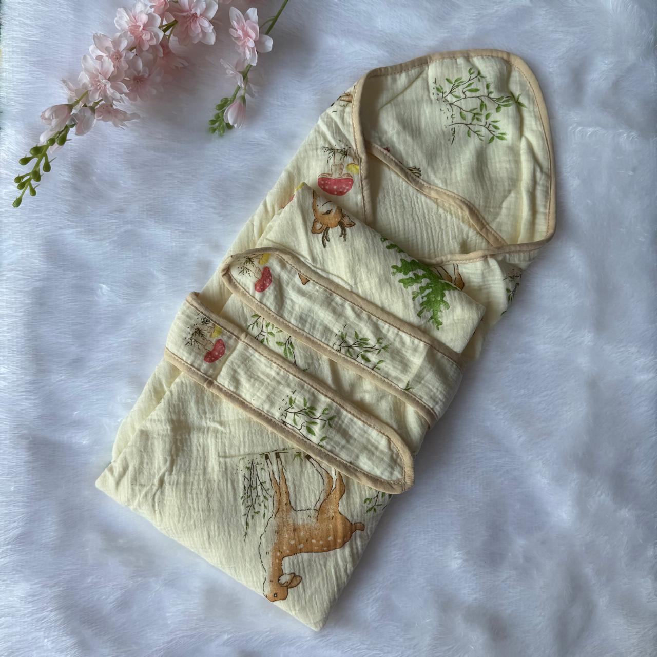 Crinkled Muslin  Hooded Towel - Deer