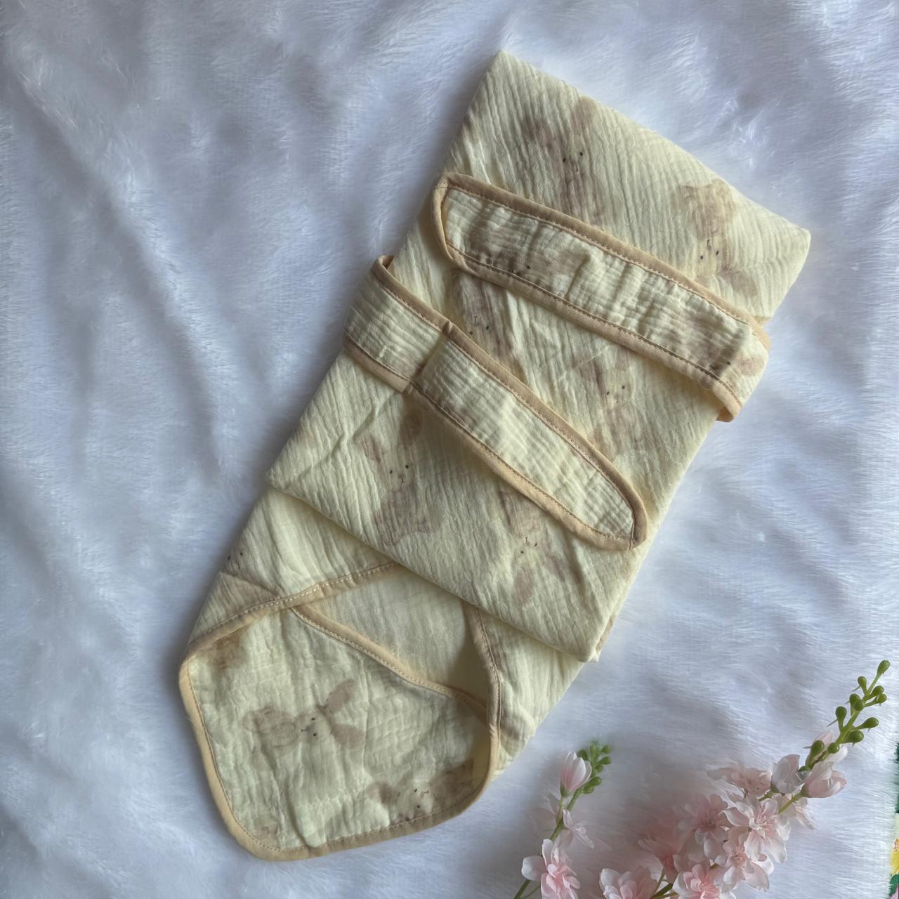 Crinkled Muslin  Hooded Towel - Light Brown Rabbit