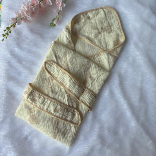 Crinkled Muslin  Hooded Towel - Light Brown Rabbit