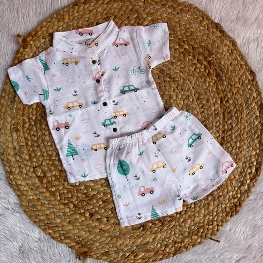 Boys Shirt and Shorts Set - Colour Cars