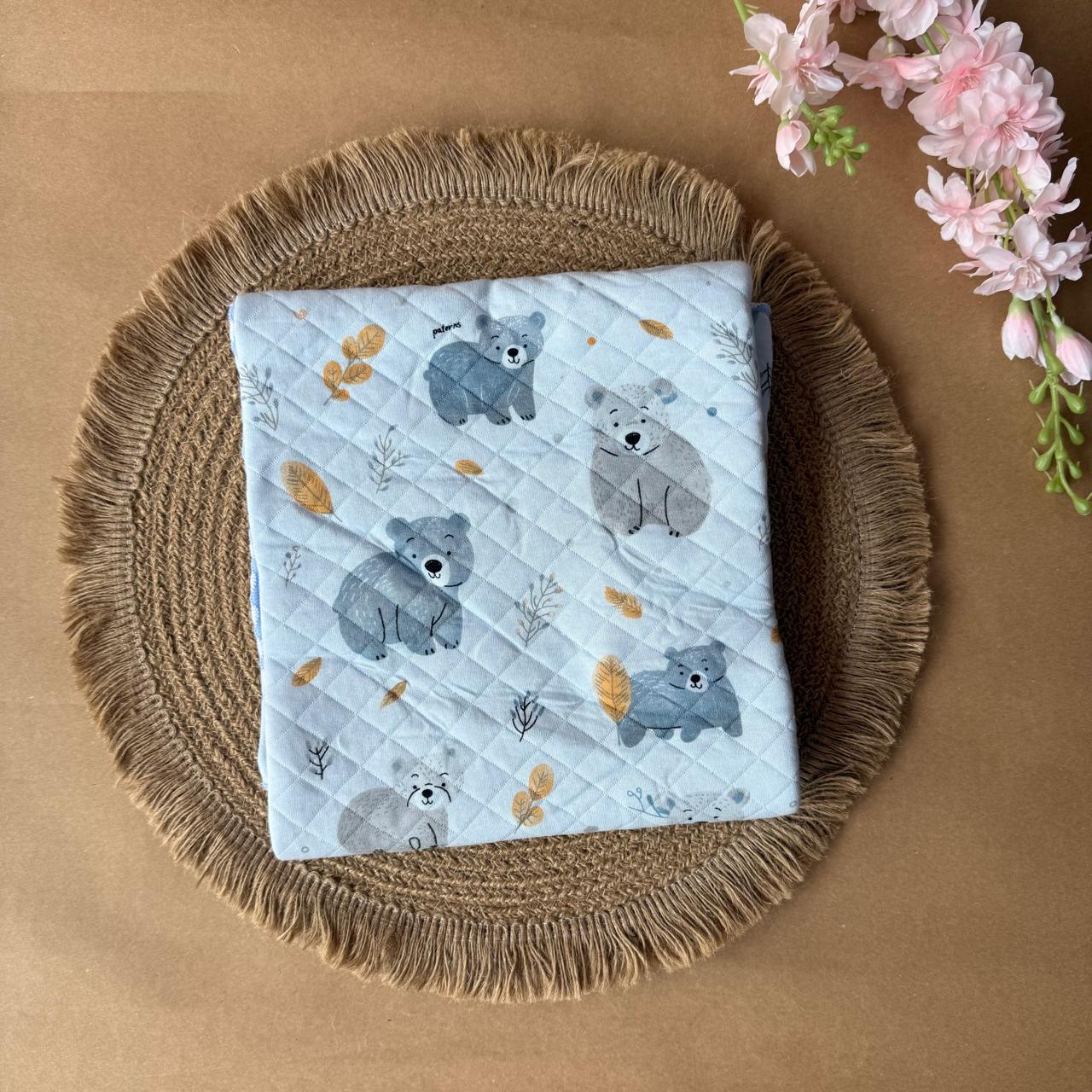 Premium Swaddle/ Wrapper/ Receiving Blanket - Blue  Bear