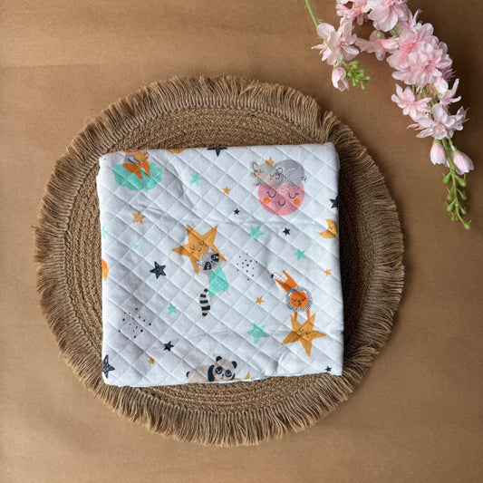 Premium Swaddle/ Wrapper/ Receiving Blanket - Blue Cats with Stars