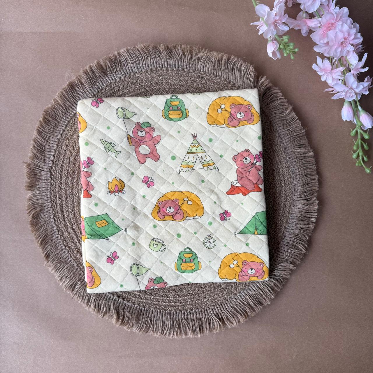 Premium Swaddle/ Wrapper/ Receiving Blanket - Pink Teddy