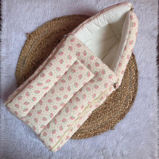 Crinkled Muslin Baby Carry Bed - Roses