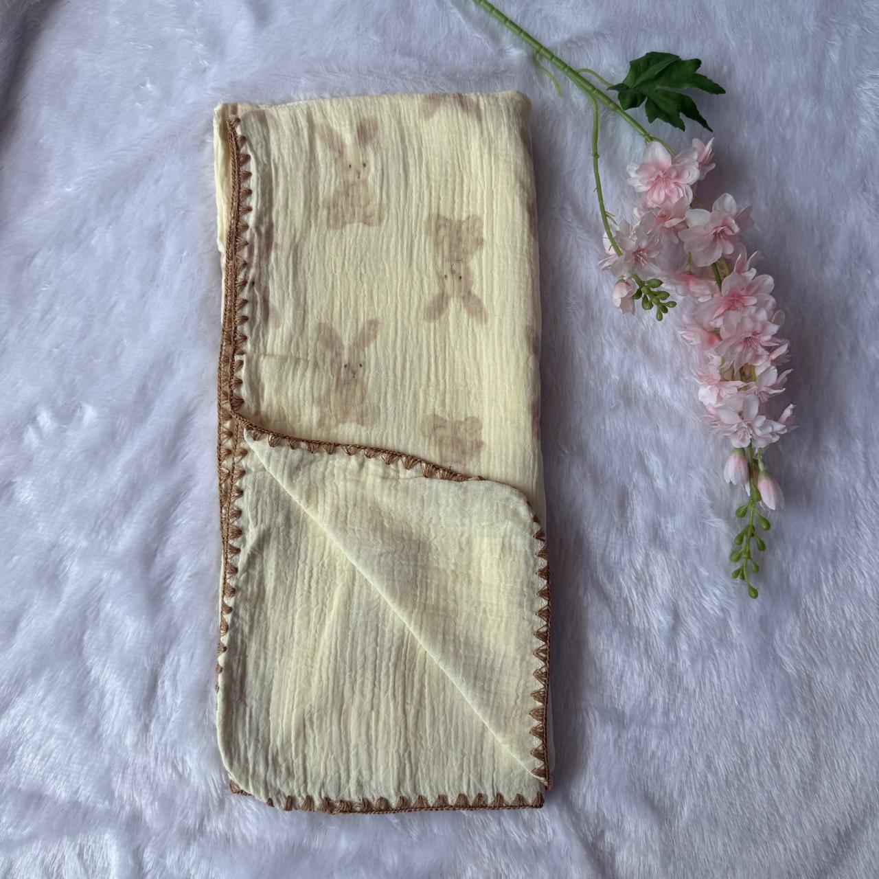 Crinkled Muslin 4layer  Blanket - Light Brown Bunny