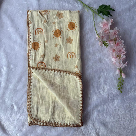 Crinkled Muslin 4layer  Blanket - Orange Sun