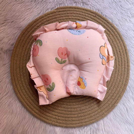 Baby Head Sponge Pillow - Peach Flowers