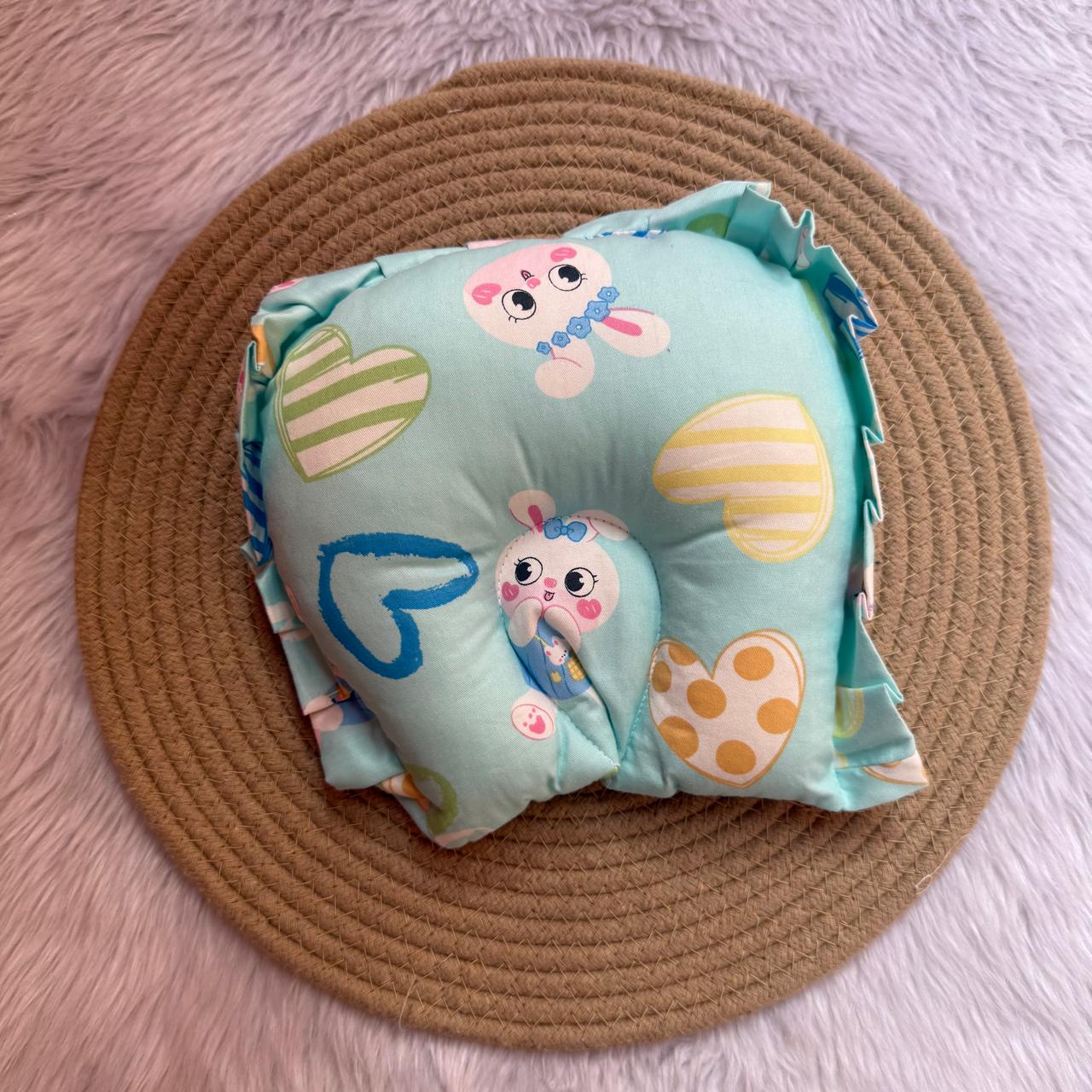 Baby Head Sponge Pillow - Skyblue Hearts