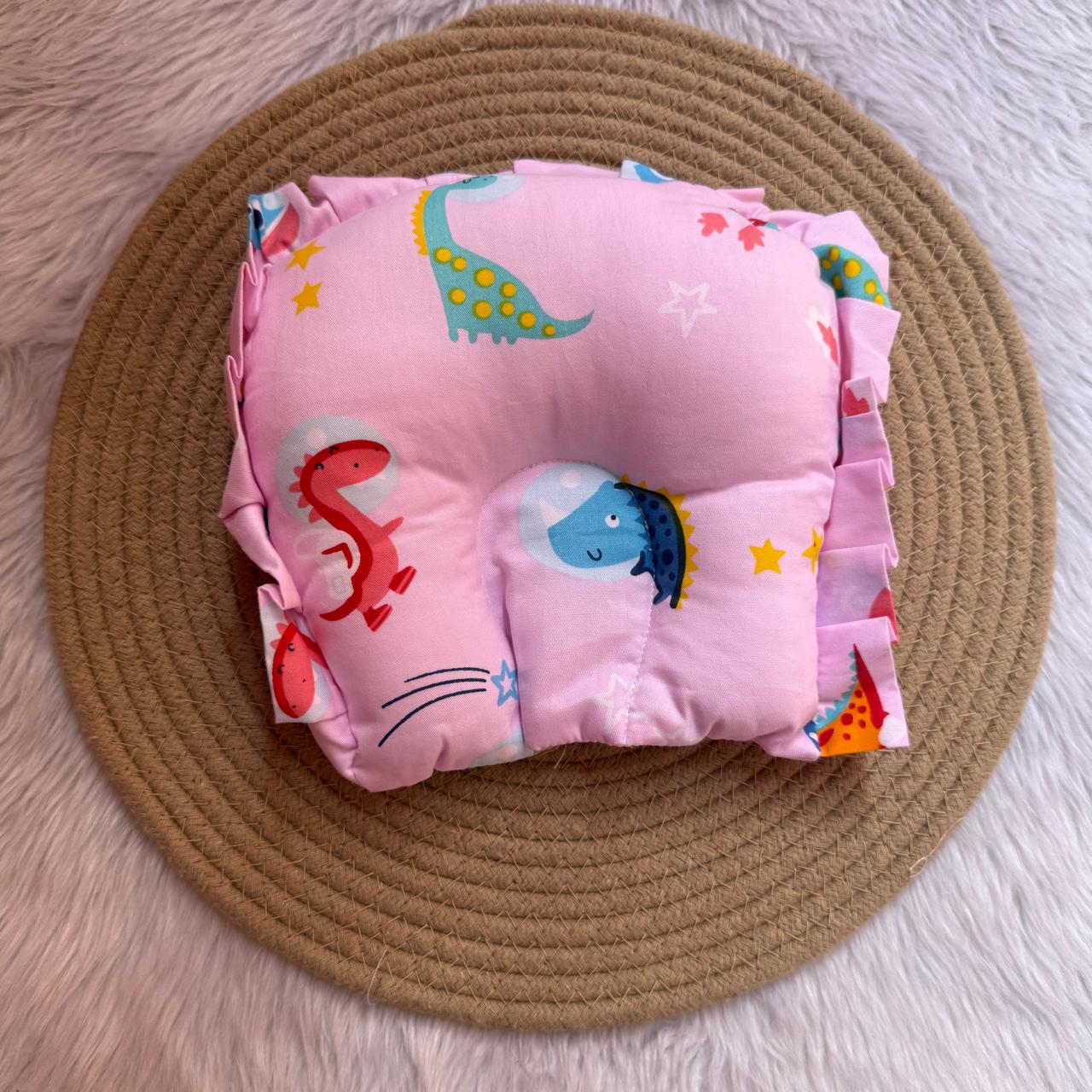 Baby Head Sponge Pillow - Pink Dino