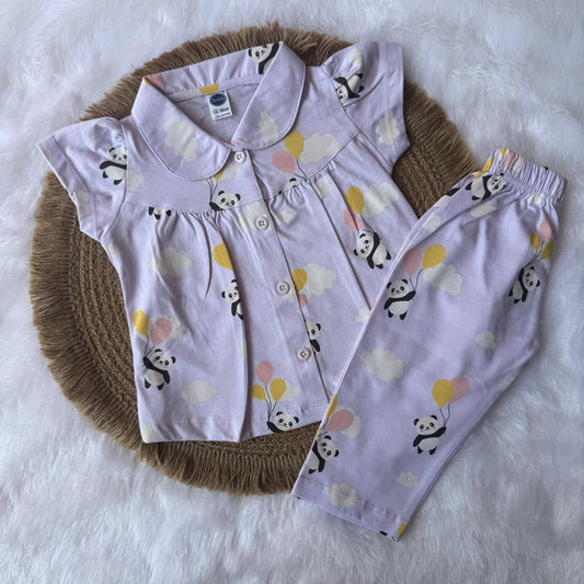 Baby Collar Night Suits - Purple Panda