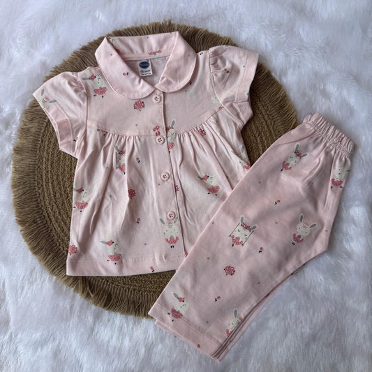 Baby Collar Night Suits - Pink