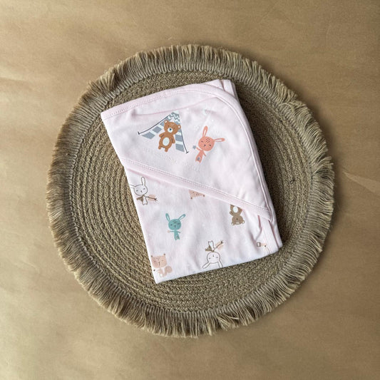 Hooded Towel - Baby Pink