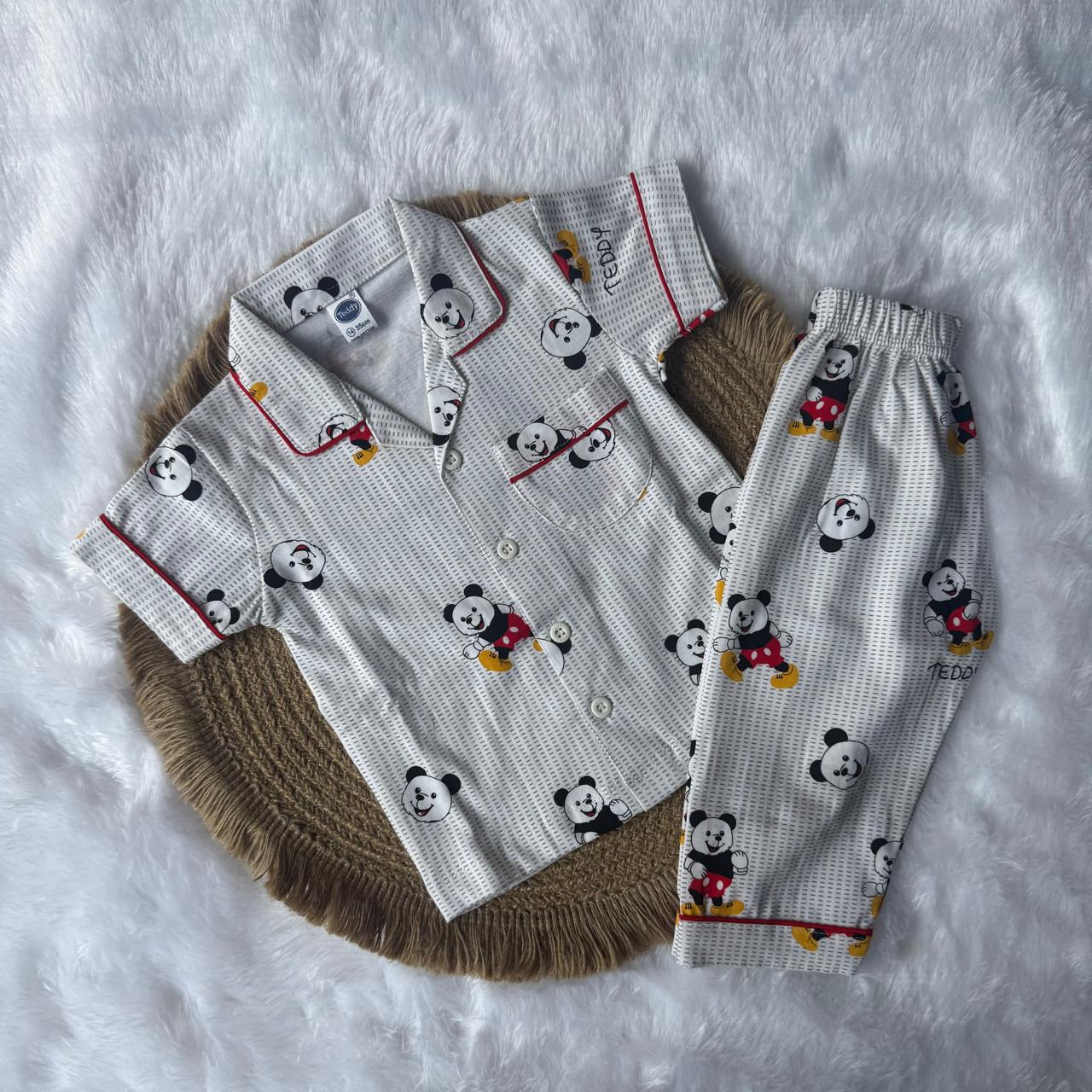 Baby Collar Night Suits - Panda Red