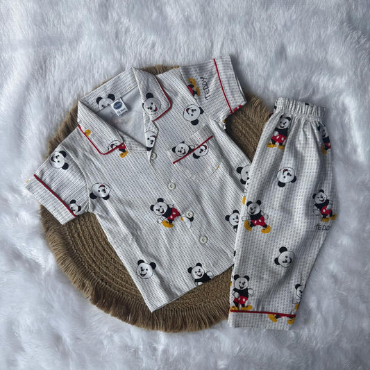 Baby Collar Night Suits - Panda Red