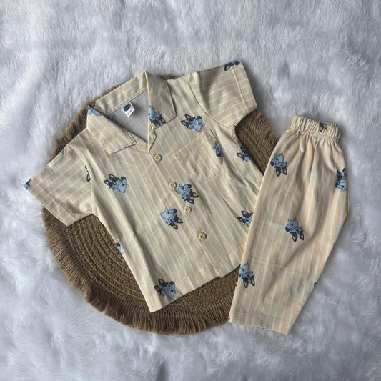Baby Collar Night Suits - Yellow Lines Bluey