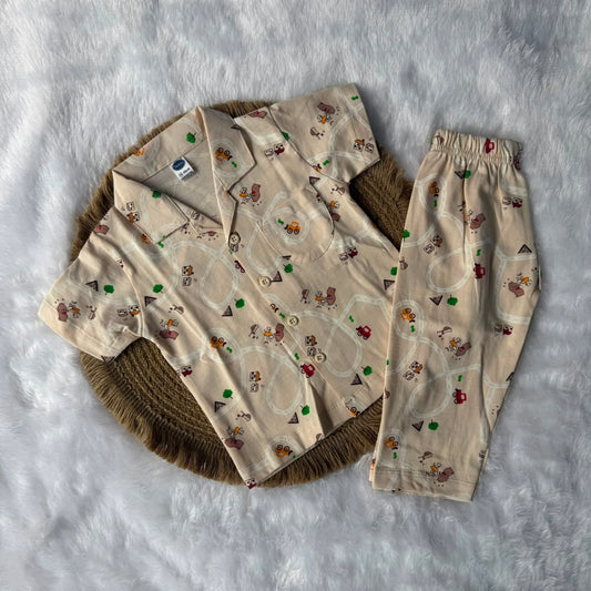 Baby Collar Night Suits - Cream Road