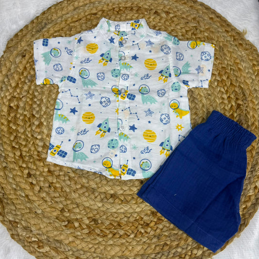 Boys Shirt and Shorts Set - Space