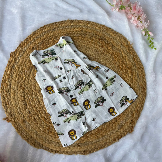 Front Open Baby Frock - Animals